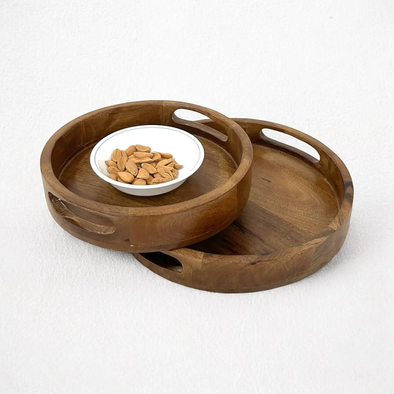 Solid Mango Wood Serving Tray Set Of 2