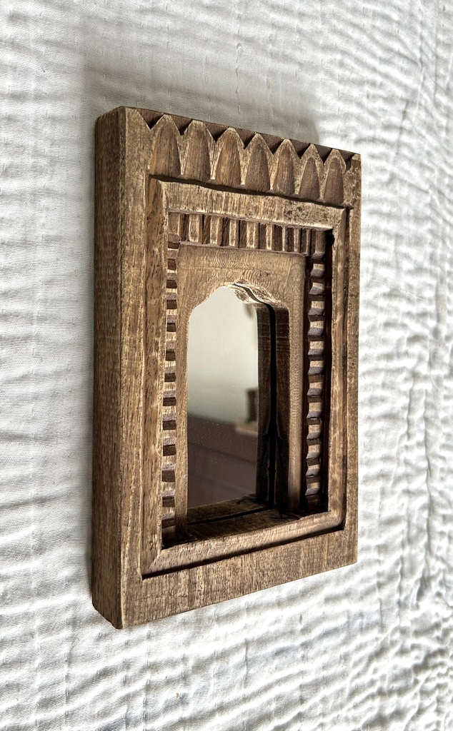 Handcrafted Temple Mirror | Wooden Arch Mirror | 3 Color Variants 
