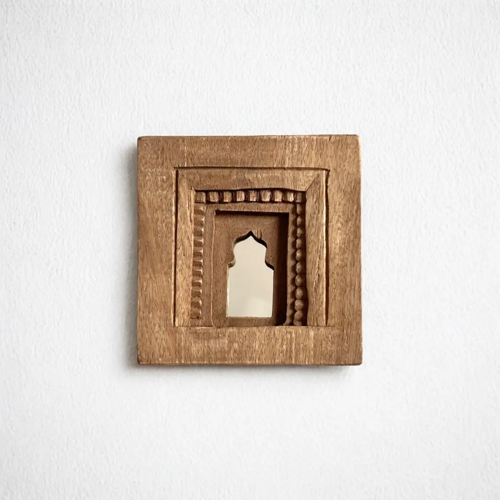 Handcrafted Temple Mirror | Wooden Arch Mirror | 3 Color Variants 