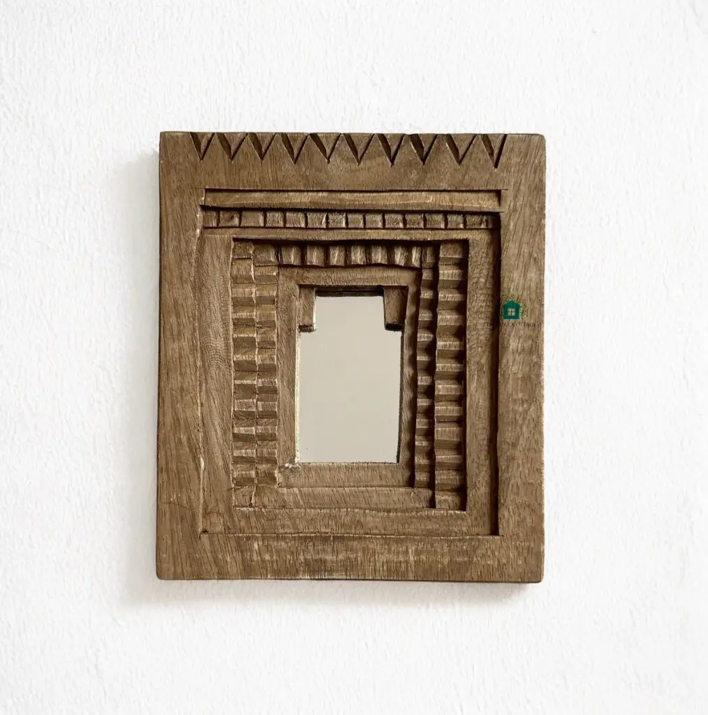 Handcrafted Temple Mirror | Wooden Arch Mirror | 3 Color Variants 