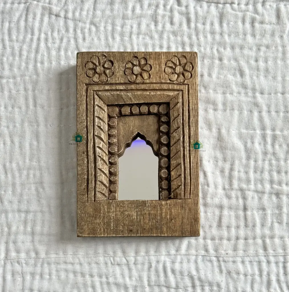Handcrafted Temple Mirror | Wooden Arch Mirror | 3 Color Variants 
