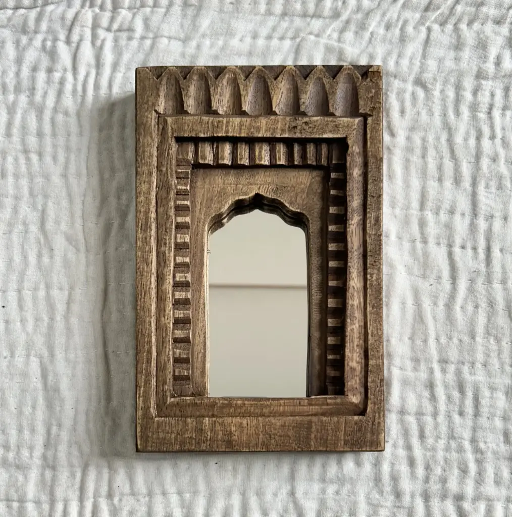 Handcrafted Temple Mirror | Wooden Arch Mirror | 3 Color Variants 