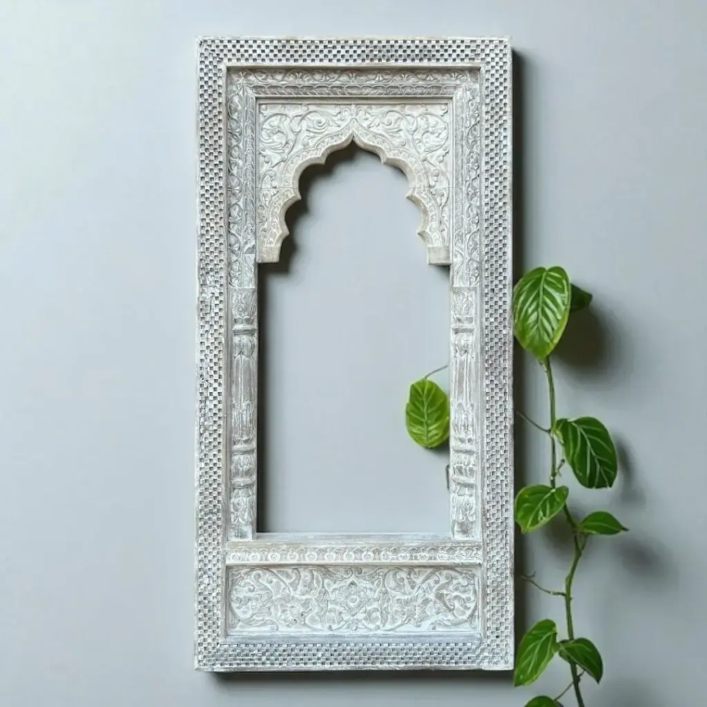Handmade Vintage Bleached Wooden Mirror Frame