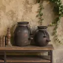 Vintage Wooden Pot with Ladles – Handcrafted Antique from Himachal & Nepal | Home Décor Piece