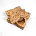 Solid Mango Wood Carved Spice Box 