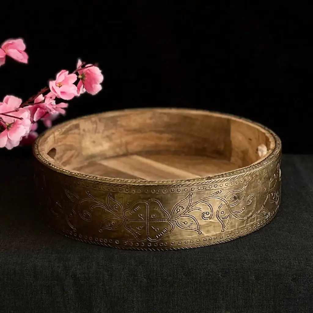 Mango Wood Round Serving Tray 