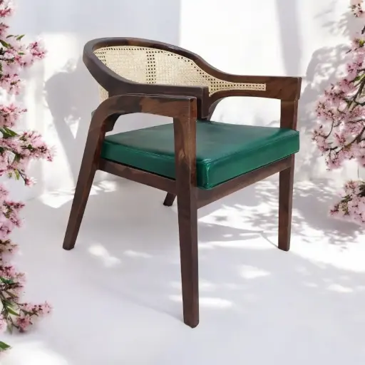 Solid Sheesham Wood Accent Dining Arm Chair For Home Walnut Finish. 