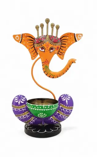 Iron T-Light Ganesha Holder 