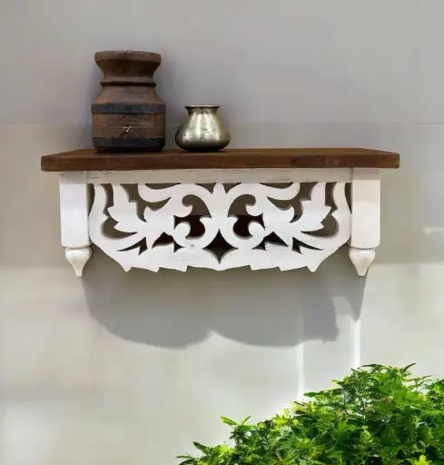 Mango Wood Handcrafted Wall Shelf 