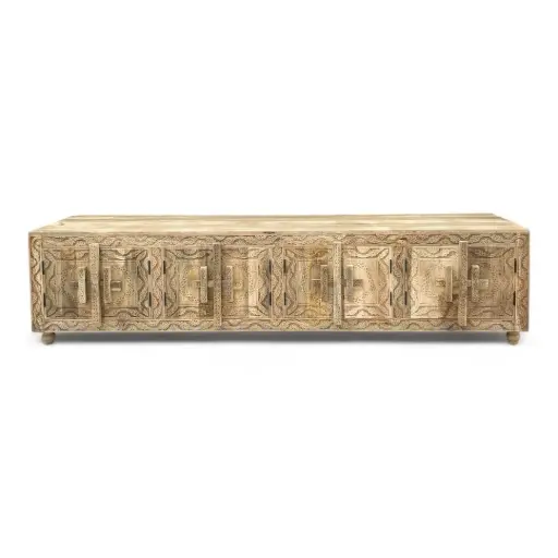 Solid Mango Wood Carved Side Board 