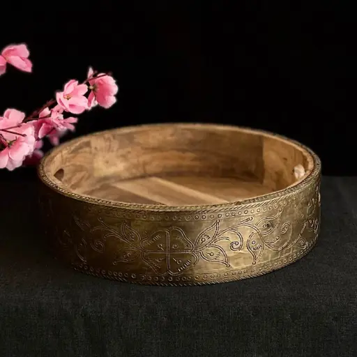 Mango Wood Round Serving Tray 