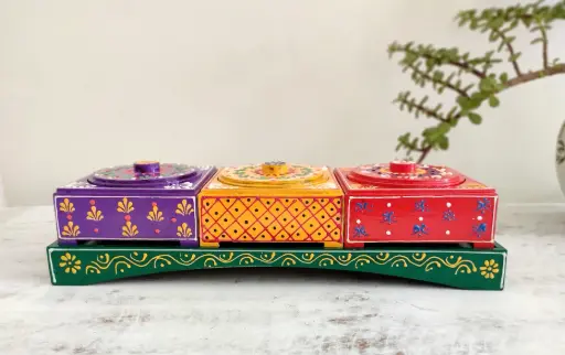 Hand Painted Wooden Dry Fruit Serving Tray