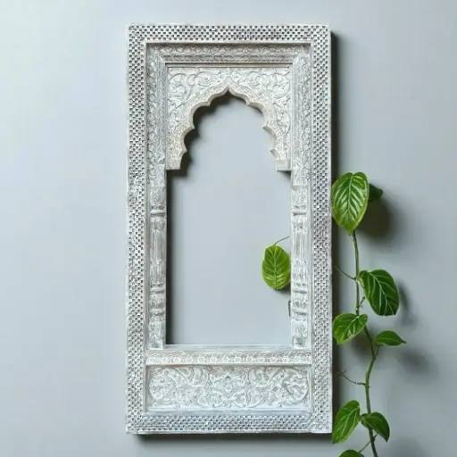 Handmade Vintage Bleached Wooden Mirror Frame