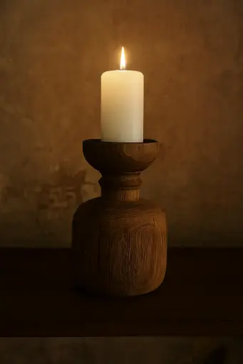 Handcrafted Wooden Candle Stand – Natural Wood Finish